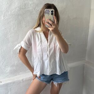 Zara semi-sheer button-down blouse